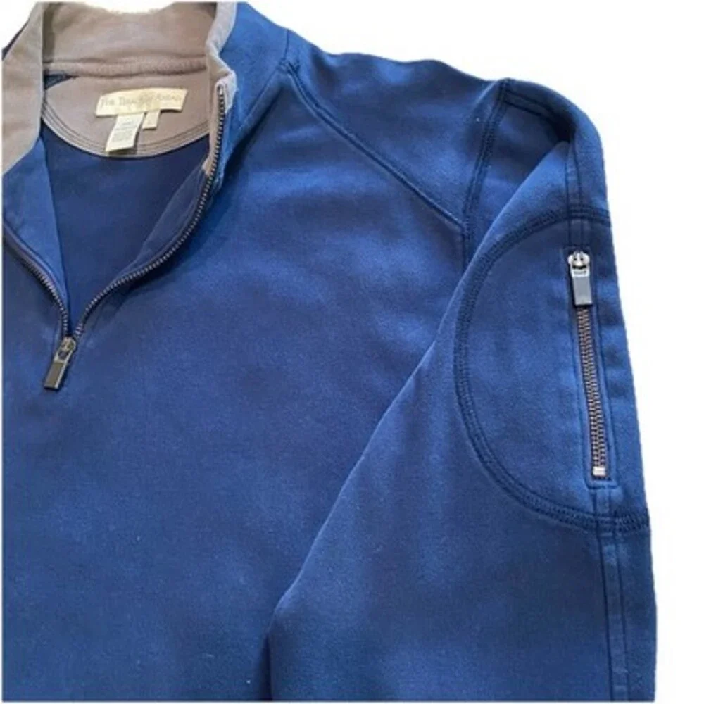 The Territory Ahead Men Sweater L Gray Pima Cotton‎ 1/4 Zip Casual Golf Long